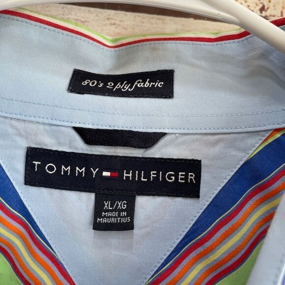 VINTAGE TOMMY HILFIGER BRIGHT MULTICOLORED STRIPES SHIRT - Picture 7 of 10
